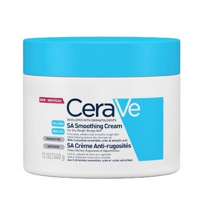 CeraVe SA Crème Anti-Rugosités 340 ml – soin exfoliant et hydratant pour peaux sèches, rugueuses et squameuses, aux céramides et acide salicylique