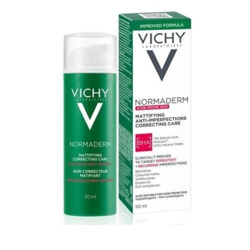Tube de Vichy Normaderm Soin Embellisseur Anti-Imperfec­tions 24H, 50 ml, hydratant purifiant pour peaux à imperfections.